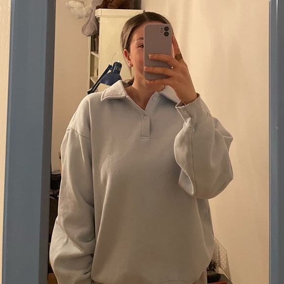 Cozy Af Boyfriend Polo Sweatshirt - Plein Air - Picture 3 of 3